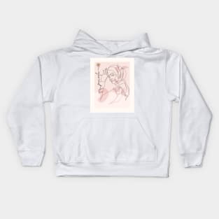 Jameela Girl Line Art Pink Pastel Kids Hoodie